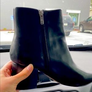 Marc Fisher, black leather booties, never worn.